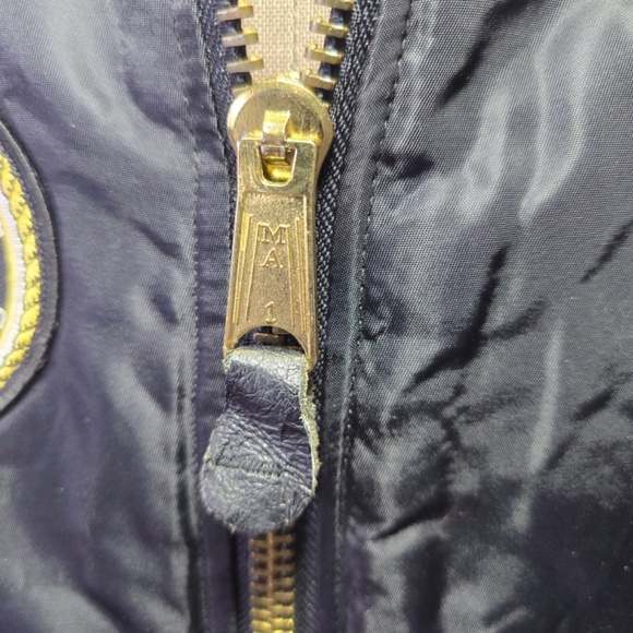 Vintage USMC Marines Bulldogs Jacket MA-1 Bomber  XXL- Quilted Nylon Black - Picture 6 of 11